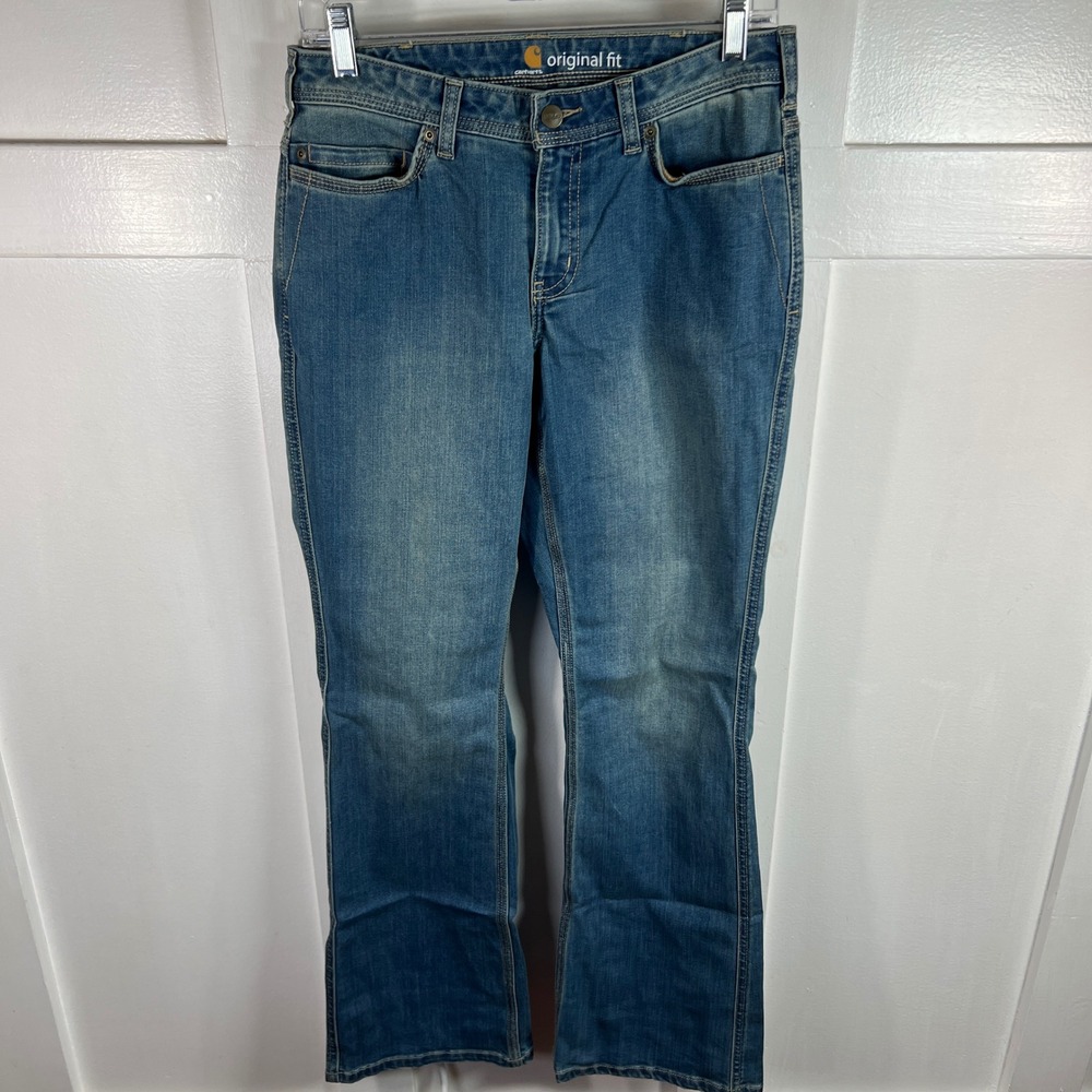 Carhartt Original Fit Medium Wash Denim Jeans Womens 6 Regular 100649 456